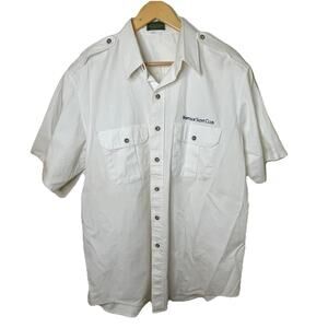 VTG 80s RARE Captain’s Montauk Yacht Club Oxford Short Sleeve White Shirt Men XL